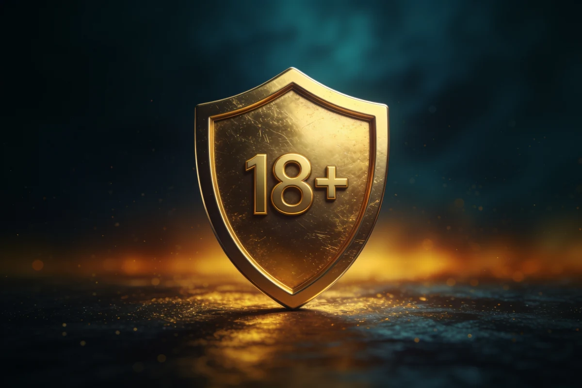 Responsible gaming shield with an 18 plus symbol for safe play at WinZir